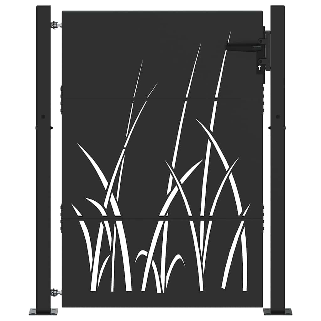 Garden Gate with Lock Black 110 x 130 cm Powder-coated steel