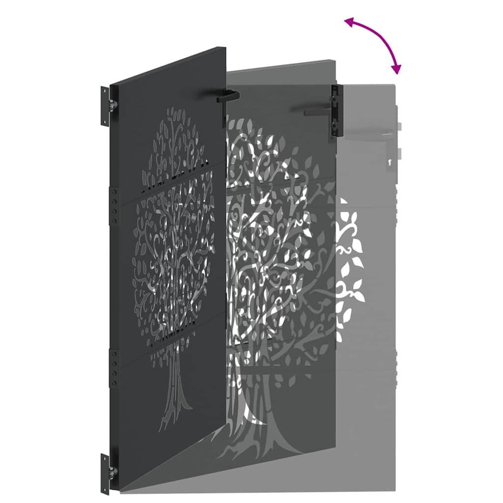 Garden Gate with Lock Black 110 x 130 cm Powder-coated steel