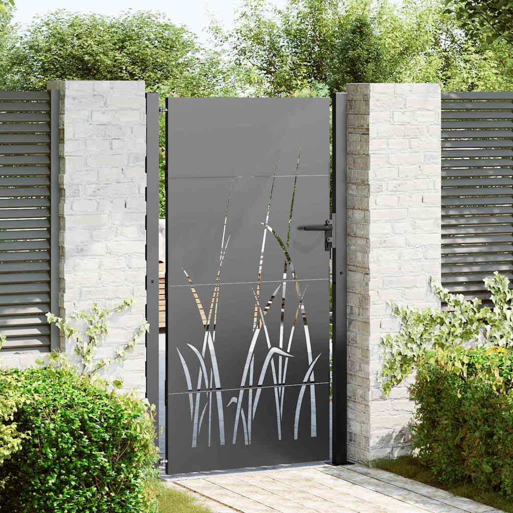 Garden Gate with Lock Black 110 x 180 cm Powder-coated steel