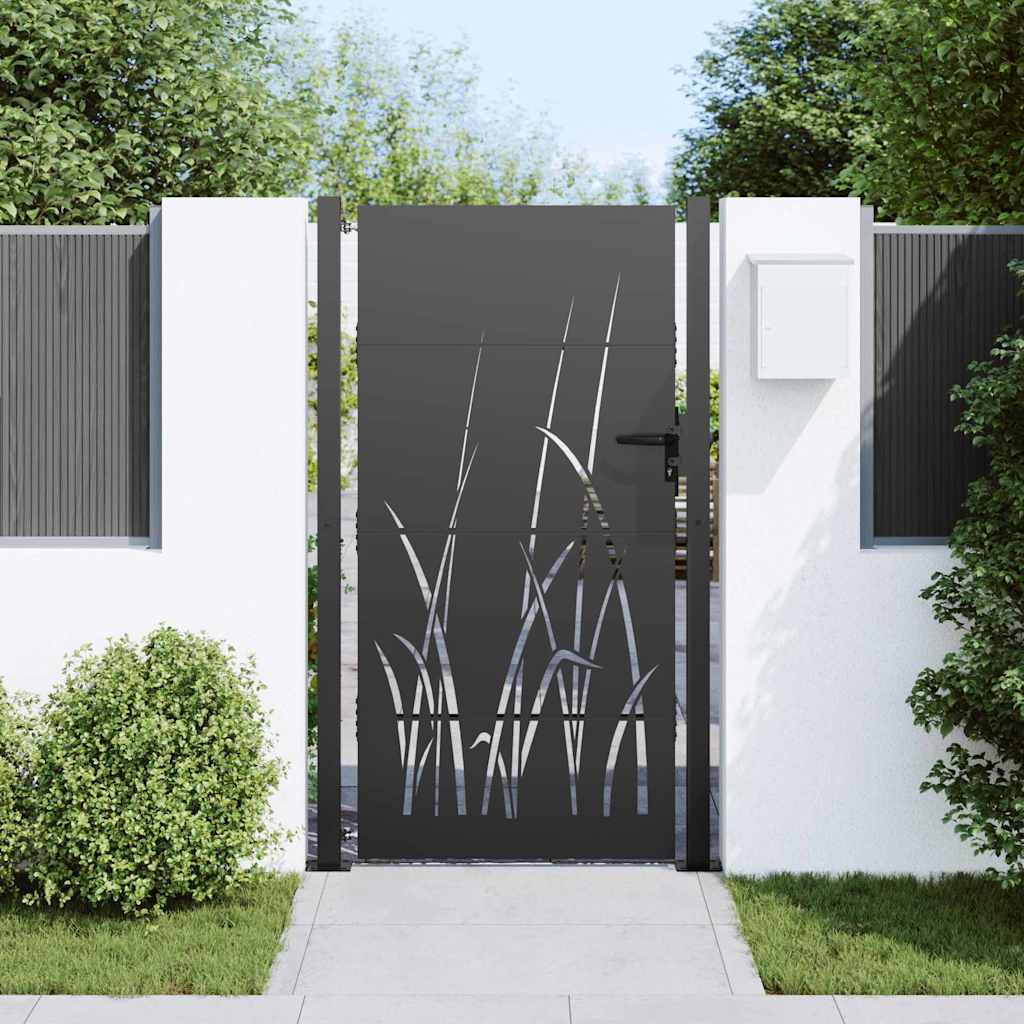 Garden Gate with Lock Black 110 x 180 cm Powder-coated steel