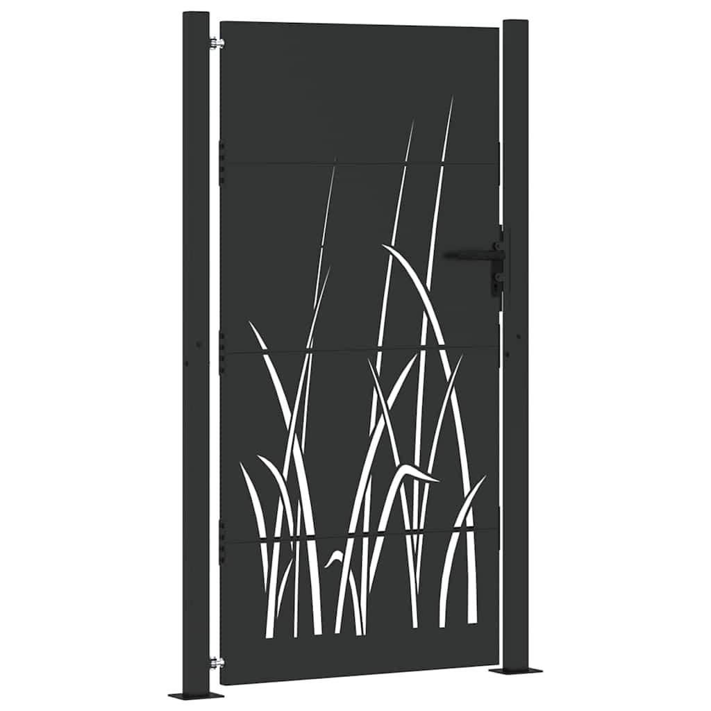 Garden Gate with Lock Black 110 x 180 cm Powder-coated steel