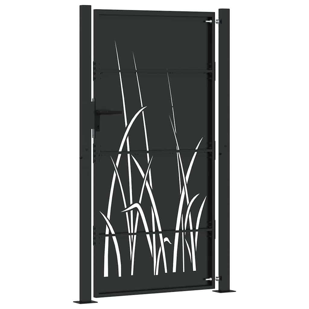 Garden Gate with Lock Black 110 x 180 cm Powder-coated steel