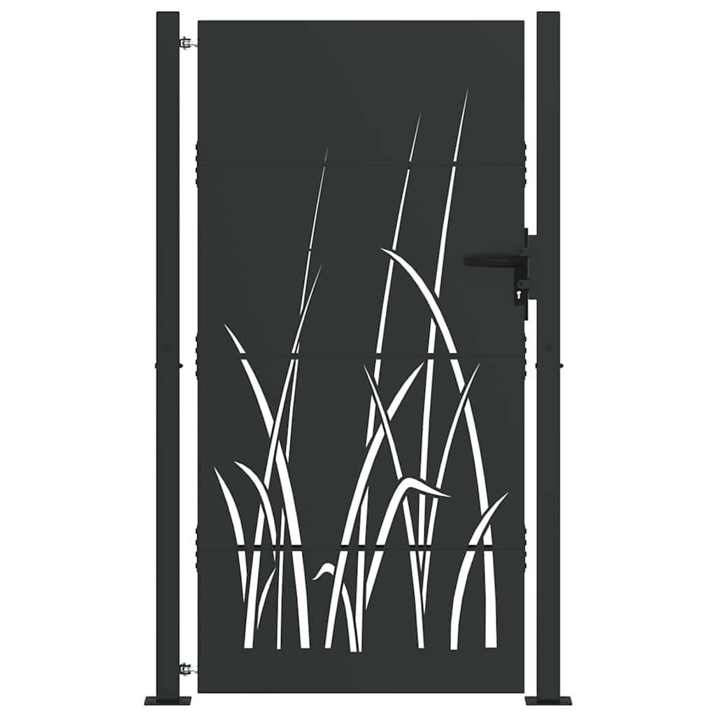 Garden Gate with Lock Black 110 x 180 cm Powder-coated steel