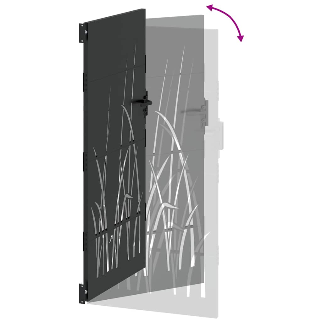 Garden Gate with Lock Black 110 x 180 cm Powder-coated steel
