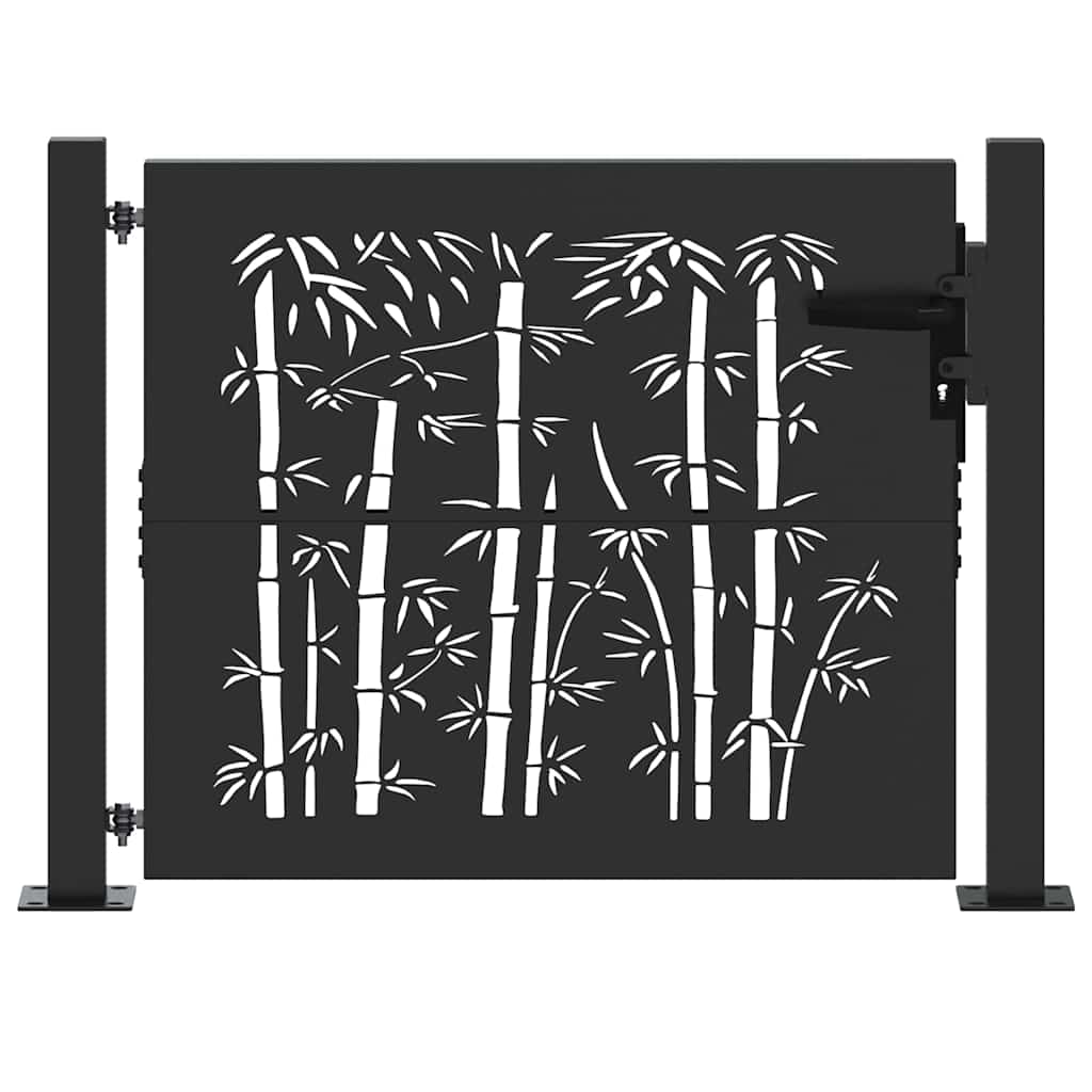 Garden Gate with Lock Black 110 x 105 cm Powder-Coated Steel