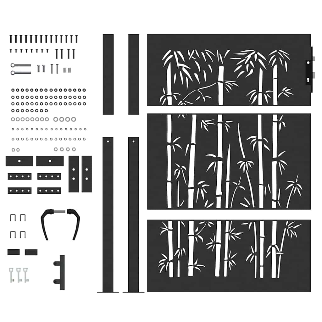 Garden Gate with Lock Black 110 x 155 cm Powder-Coated Steel
