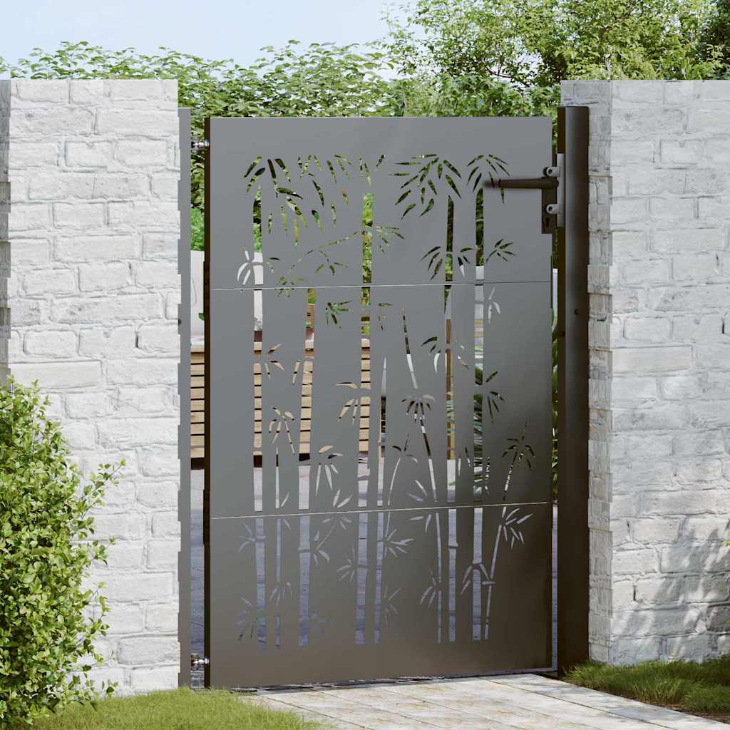 Garden Gate with Lock Black 110 x 155 cm Powder-Coated Steel
