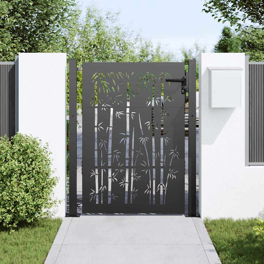 Garden Gate with Lock Black 110 x 155 cm Powder-Coated Steel