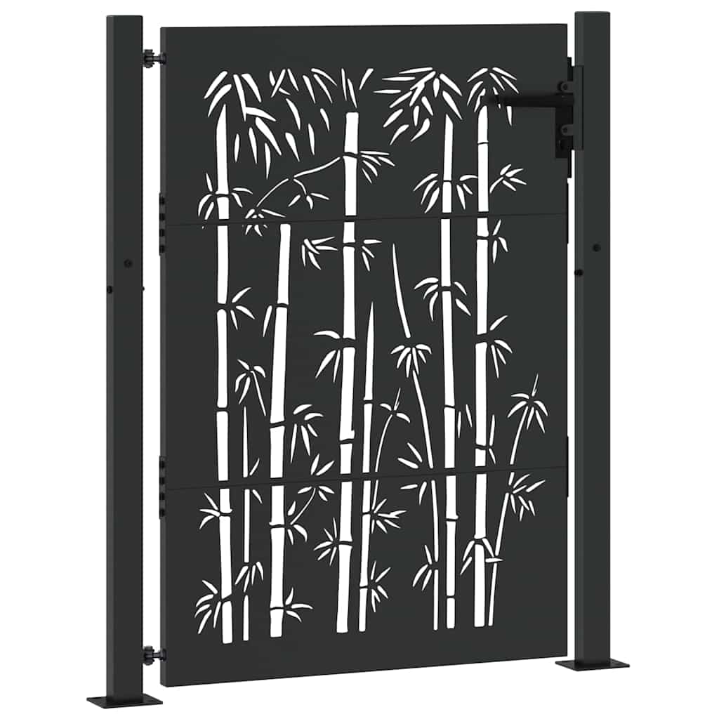 Garden Gate with Lock Black 110 x 155 cm Powder-Coated Steel