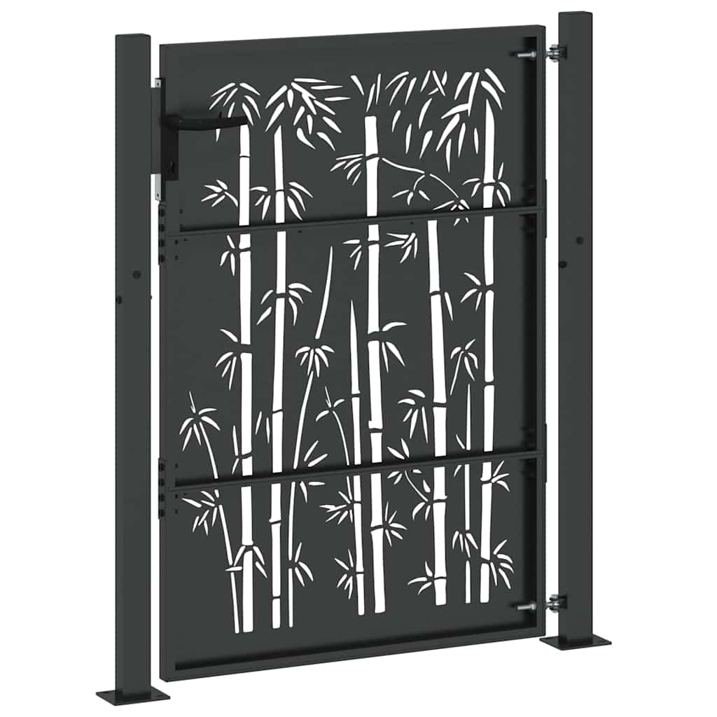 Garden Gate with Lock Black 110 x 155 cm Powder-Coated Steel