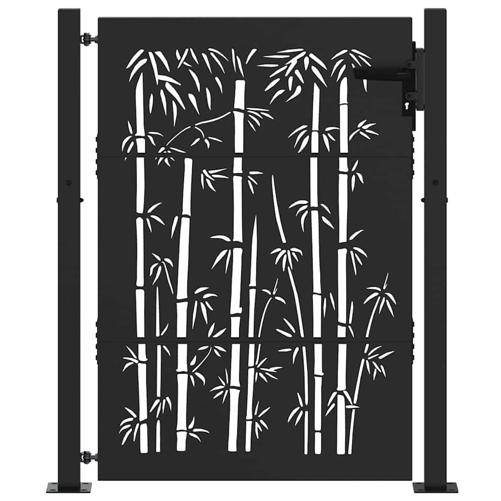 Garden Gate with Lock Black 110 x 155 cm Powder-Coated Steel