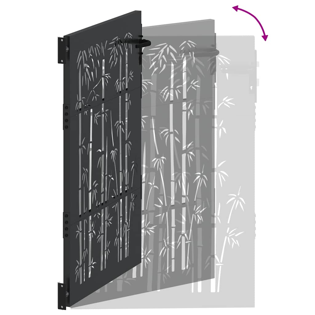 Garden Gate with Lock Black 110 x 155 cm Powder-Coated Steel