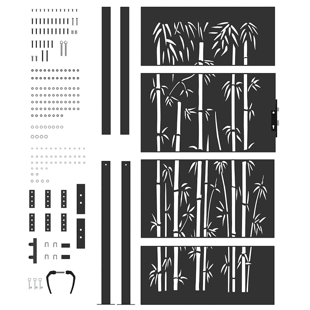 Garden Gate with Lock Black 110 x 180 cm Powder-Coated Steel