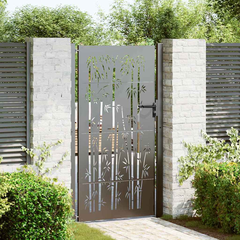 Garden Gate with Lock Black 110 x 180 cm Powder-Coated Steel