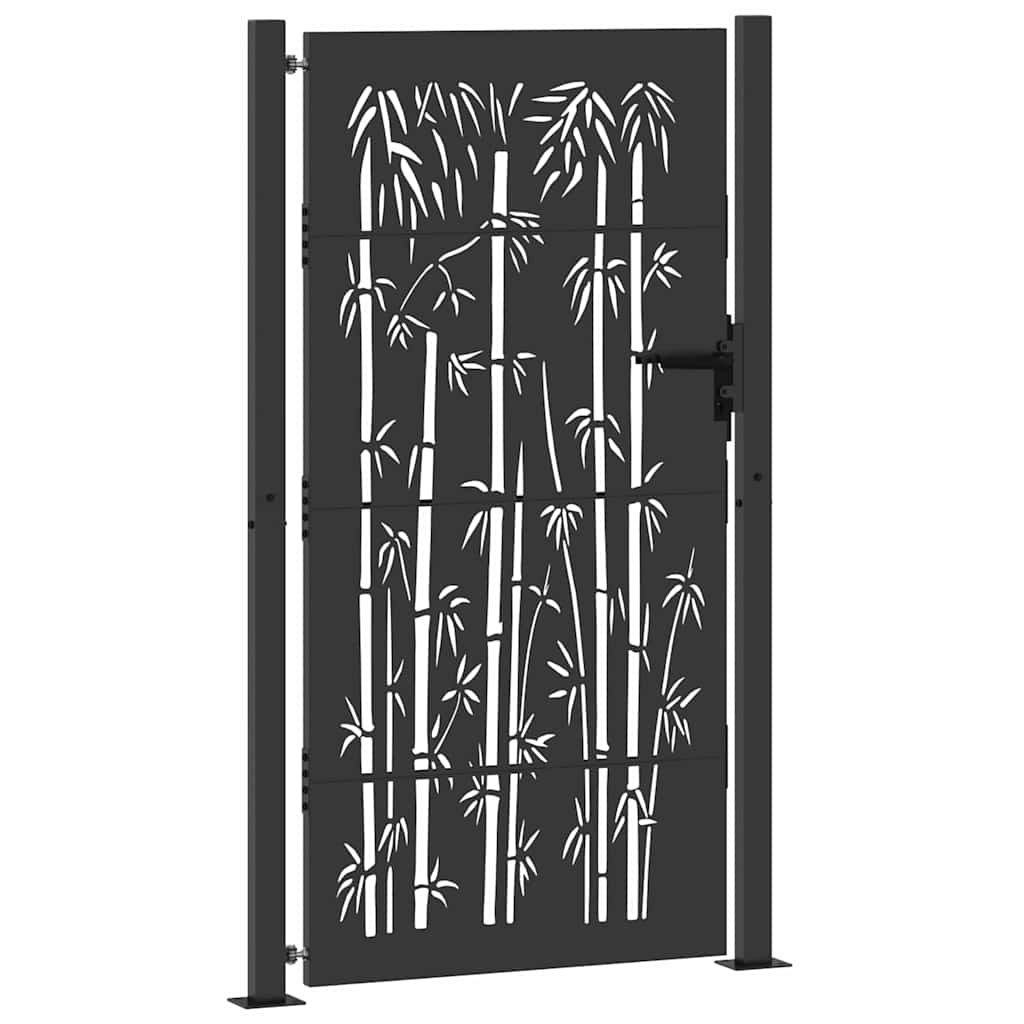 Garden Gate with Lock Black 110 x 180 cm Powder-Coated Steel