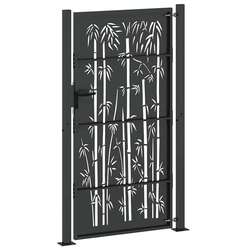 Garden Gate with Lock Black 110 x 180 cm Powder-Coated Steel