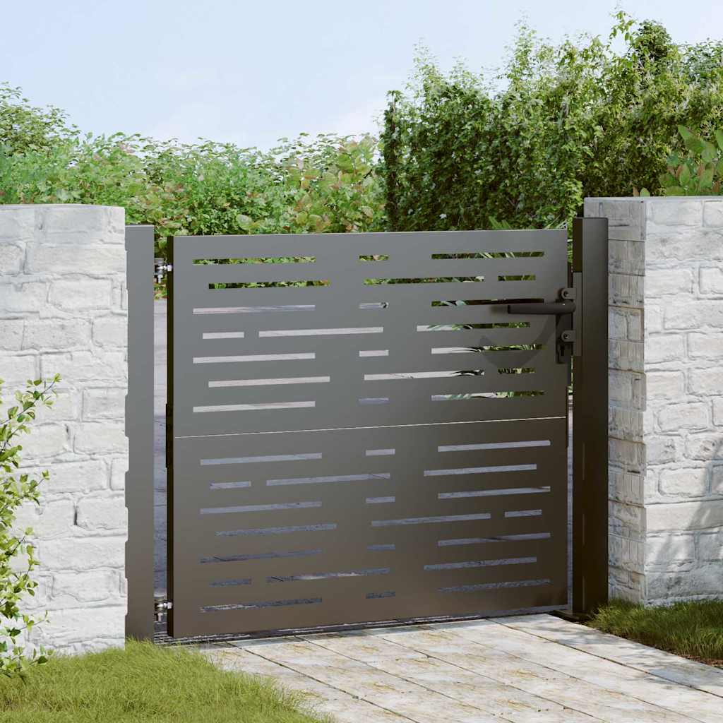 Garden Gate with Lock Black 110 x 105 cm Powder-Coated Steel