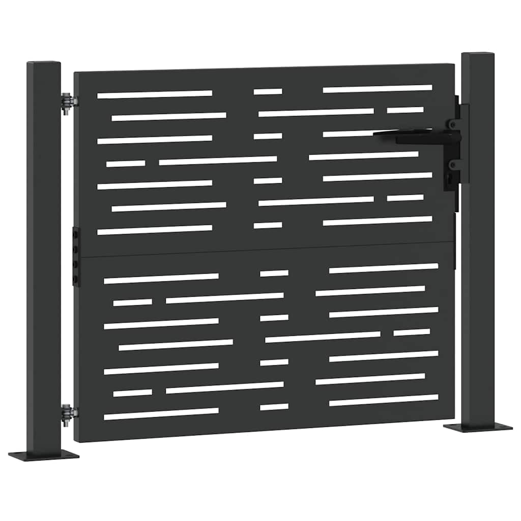 Garden Gate with Lock Black 110 x 105 cm Powder-Coated Steel