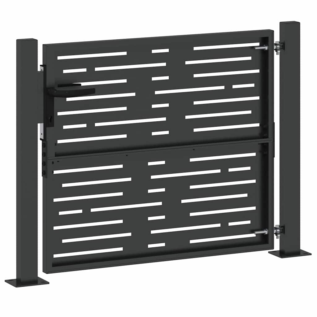 Garden Gate with Lock Black 110 x 105 cm Powder-Coated Steel