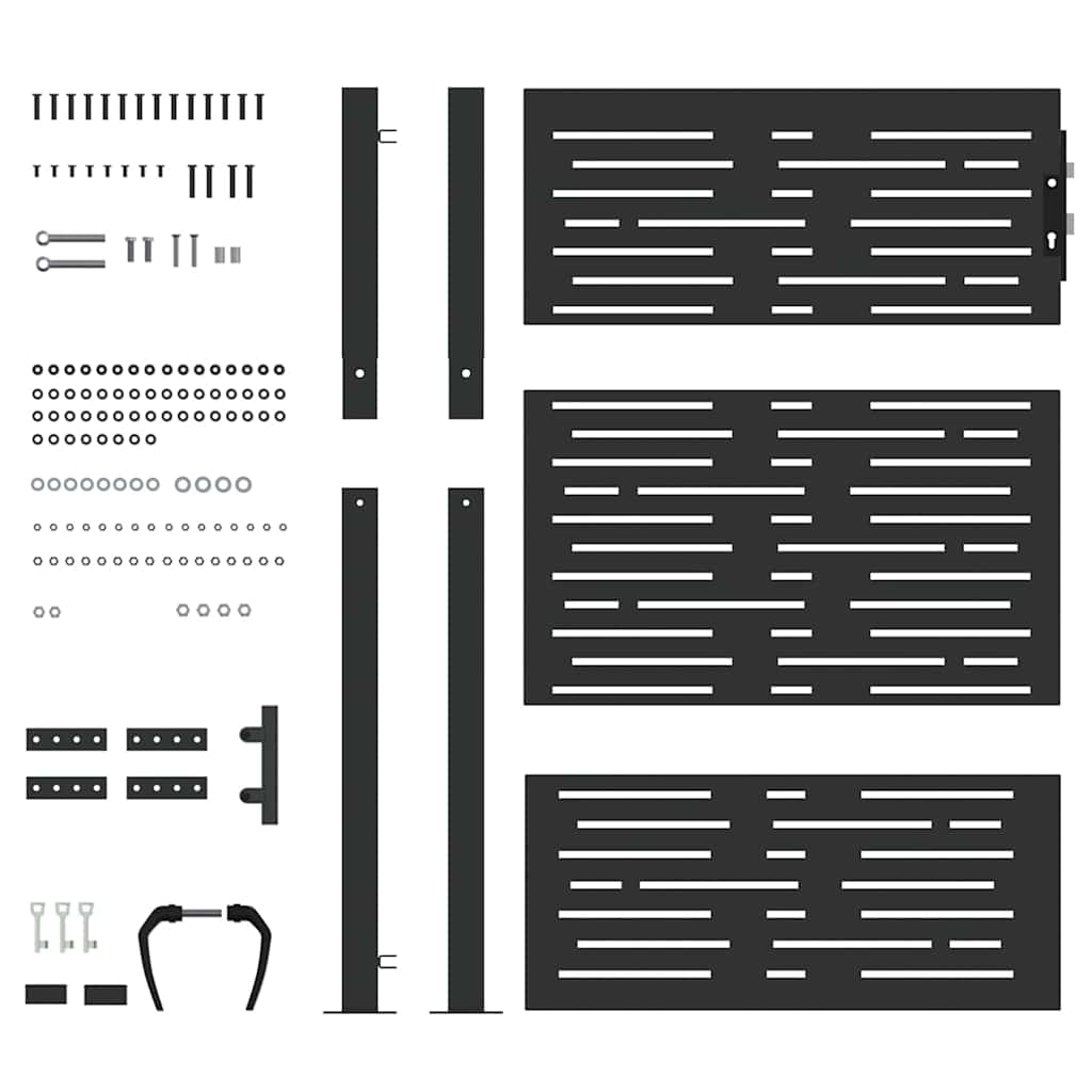 Garden Gate with Lock Black 110 x 130 cm Powder-Coated Steel