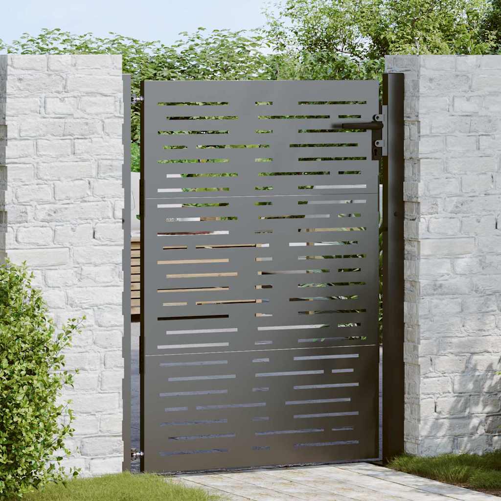 Garden Gate with Lock Black 110 x 130 cm Powder-Coated Steel