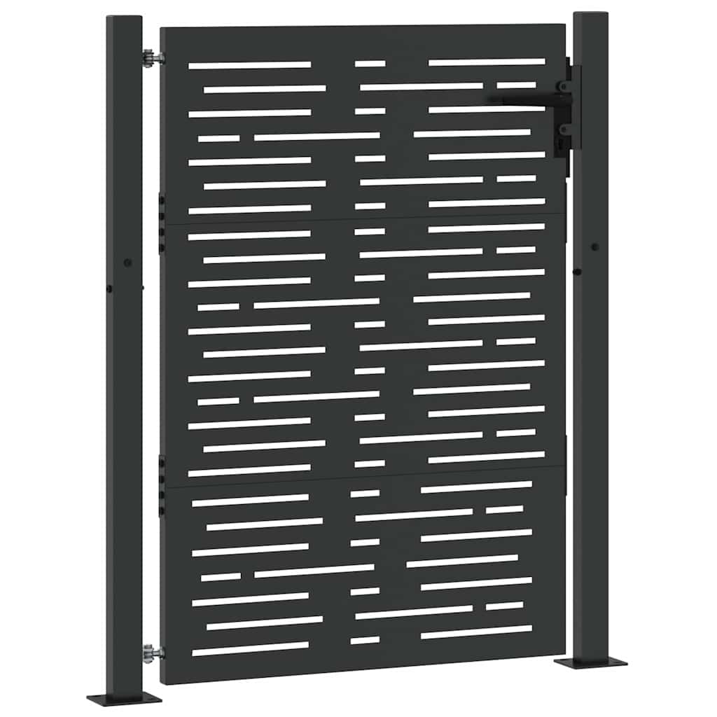 Garden Gate with Lock Black 110 x 130 cm Powder-Coated Steel