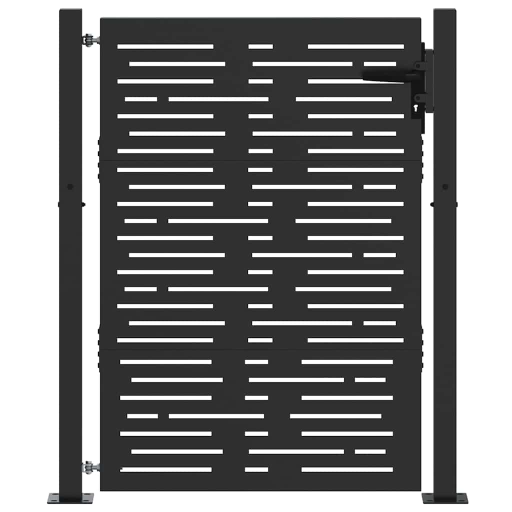 Garden Gate with Lock Black 110 x 130 cm Powder-Coated Steel