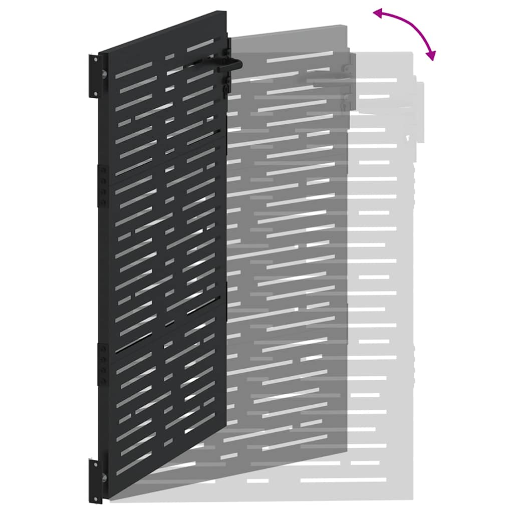 Garden Gate with Lock Black 110 x 130 cm Powder-Coated Steel