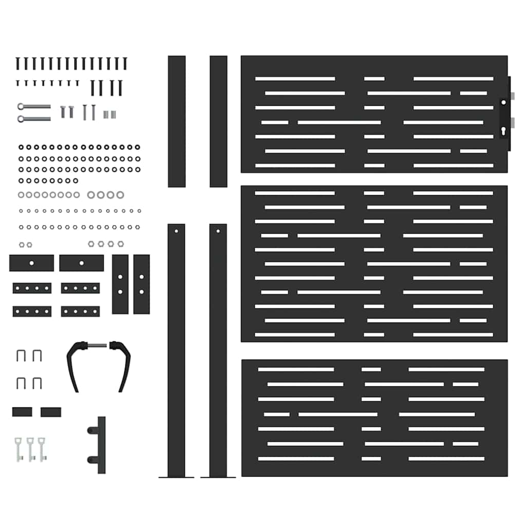 Garden Gate with Lock Black 110 x 155 cm Powder-Coated Steel