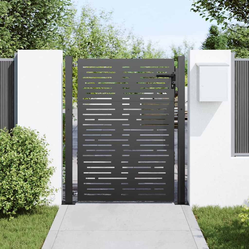 Garden Gate with Lock Black 110 x 155 cm Powder-Coated Steel