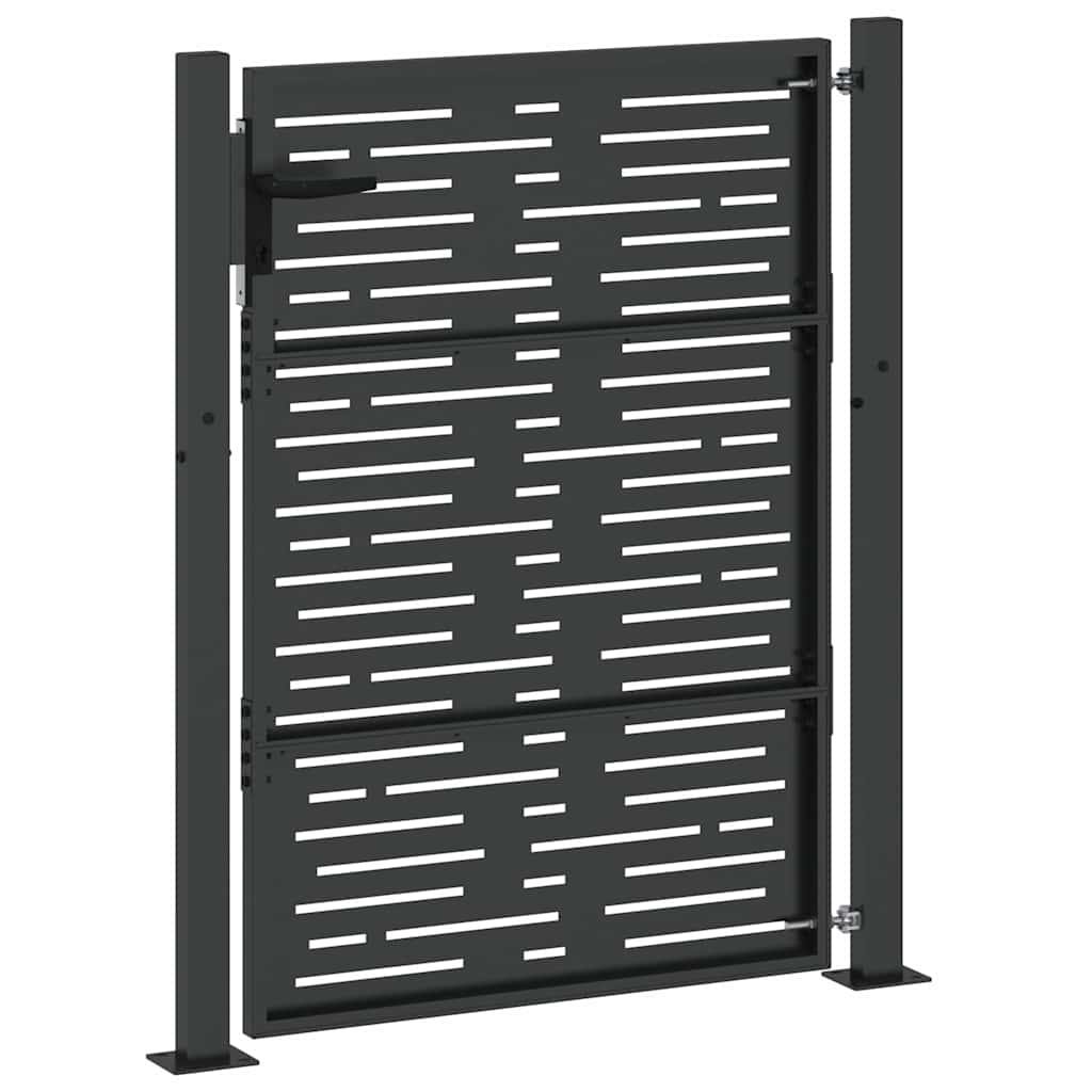 Garden Gate with Lock Black 110 x 155 cm Powder-Coated Steel