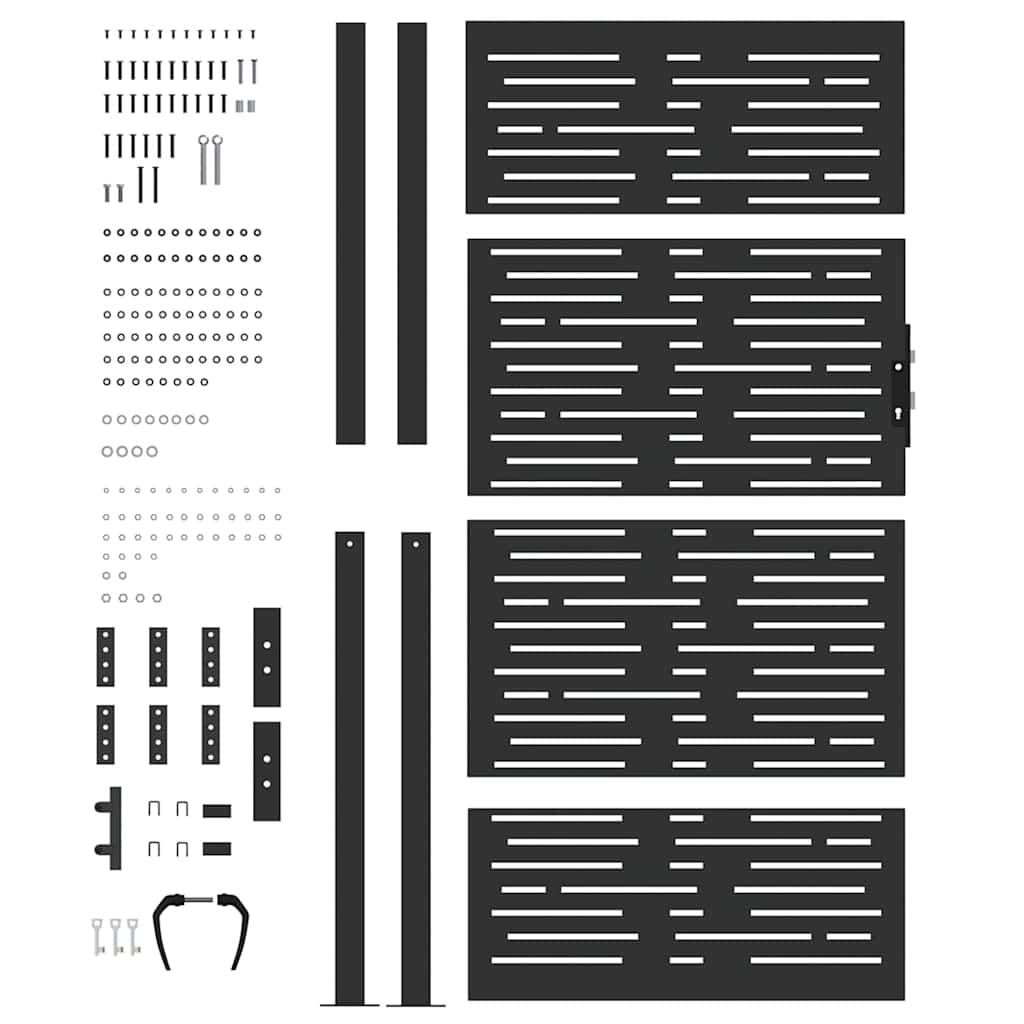 Garden Gate with Lock Black 110 x 205 cm Powder-Coated Steel