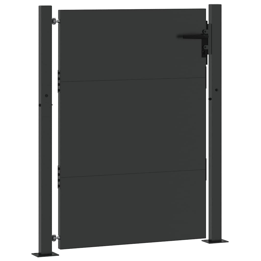 Garden Gate with Lock Black 105 x 130 cm Powder-Coated Steel