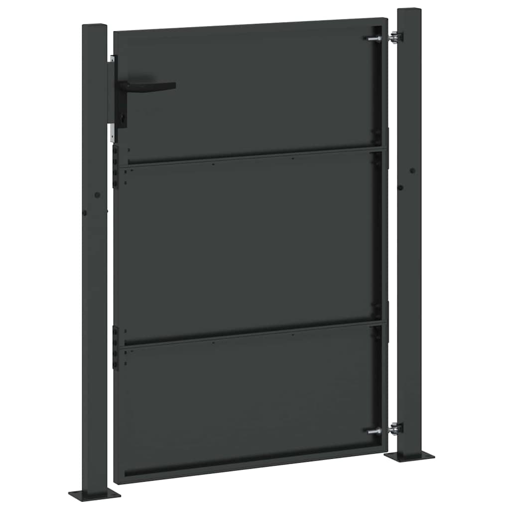 Garden Gate with Lock Black 110 x 155 cm Powder-Coated Steel