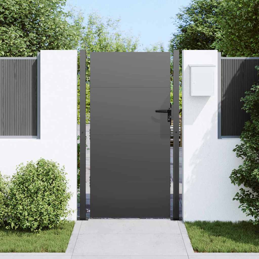 Garden Gate with Lock Black 110 x 180 cm Powder-Coated Steel