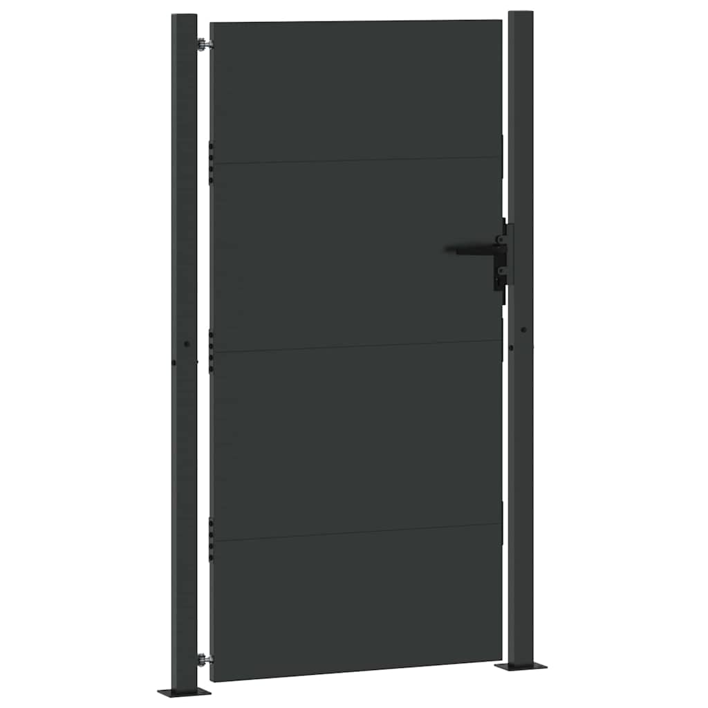 Garden Gate with Lock Black 110 x 180 cm Powder-Coated Steel