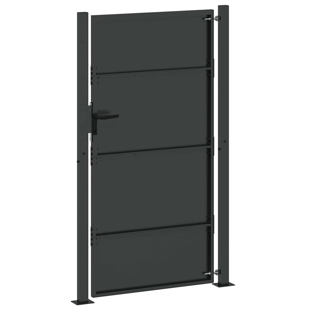 Garden Gate with Lock Black 110 x 180 cm Powder-Coated Steel