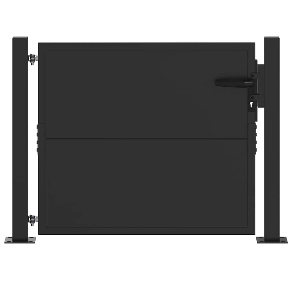 Garden Gate with Lock Black 110 x 105 cm Powder-Coated Steel