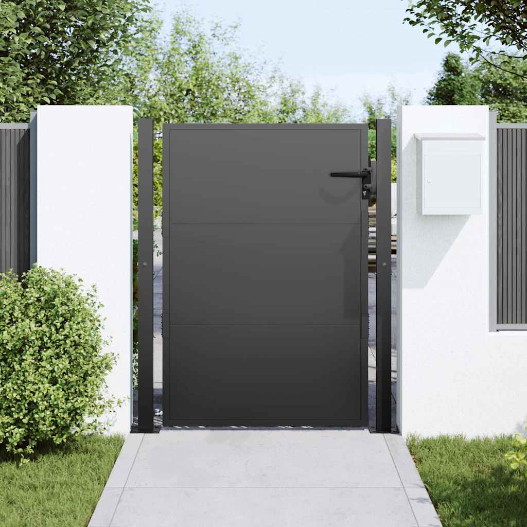 Garden Gate with Lock Black 110 x 130 cm Powder-Coated Steel