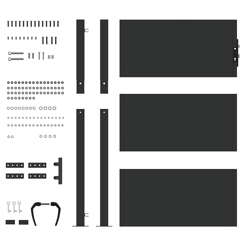 Garden Gate with Lock Black 110 x 155 cm Powder-Coated Steel