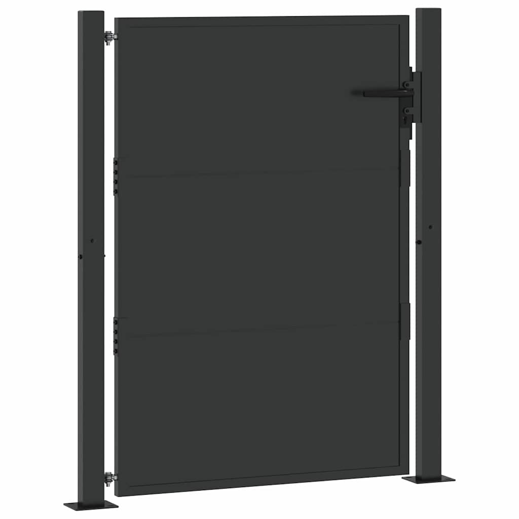Garden Gate with Lock Black 110 x 155 cm Powder-Coated Steel