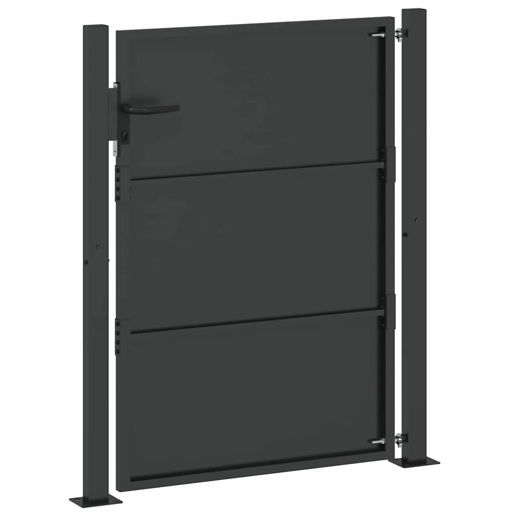 Garden Gate with Lock Black 110 x 155 cm Powder-Coated Steel