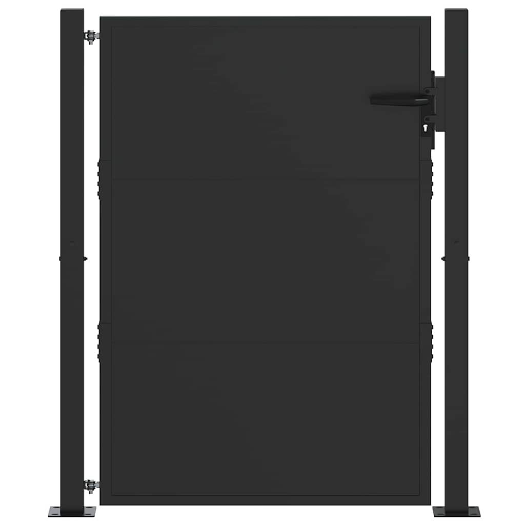 Garden Gate with Lock Black 110 x 155 cm Powder-Coated Steel
