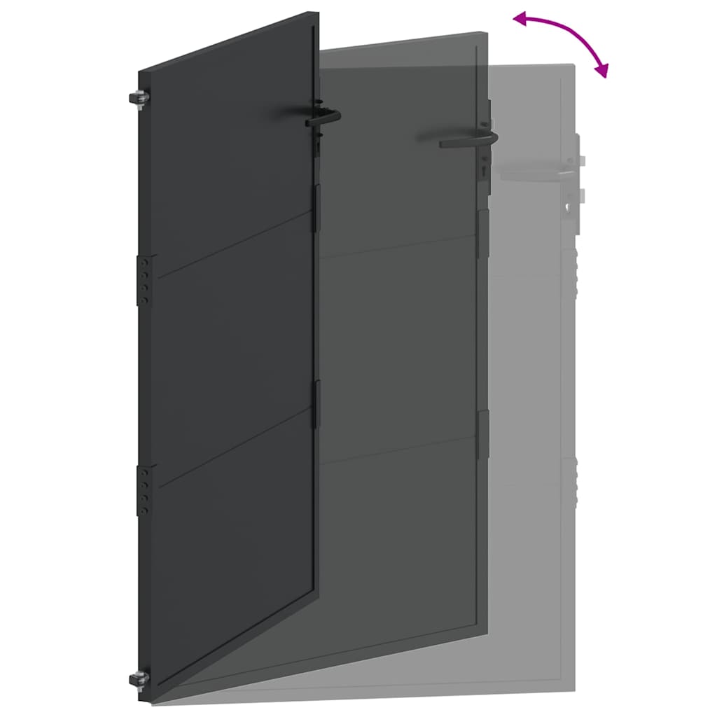 Garden Gate with Lock Black 110 x 155 cm Powder-Coated Steel