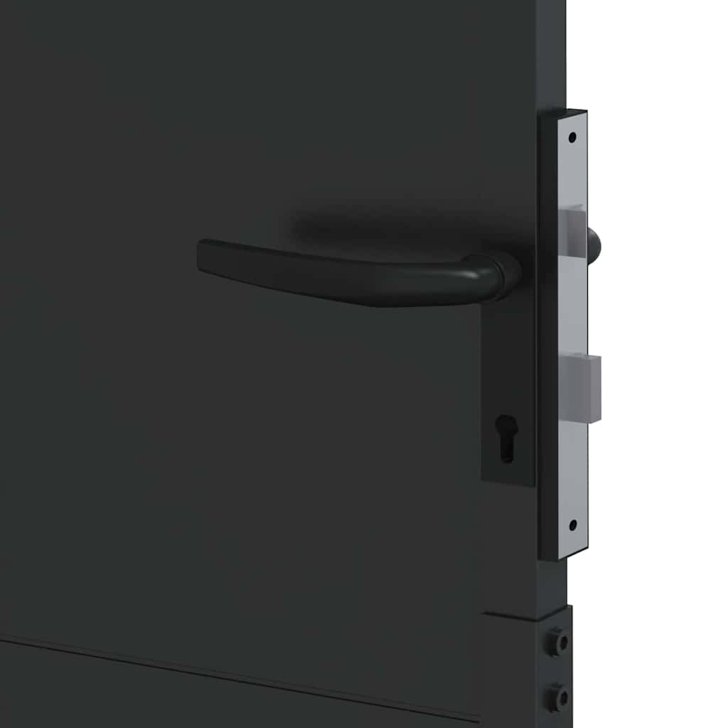 Garden Gate with Lock Black 110 x 180 cm Powder-Coated Steel