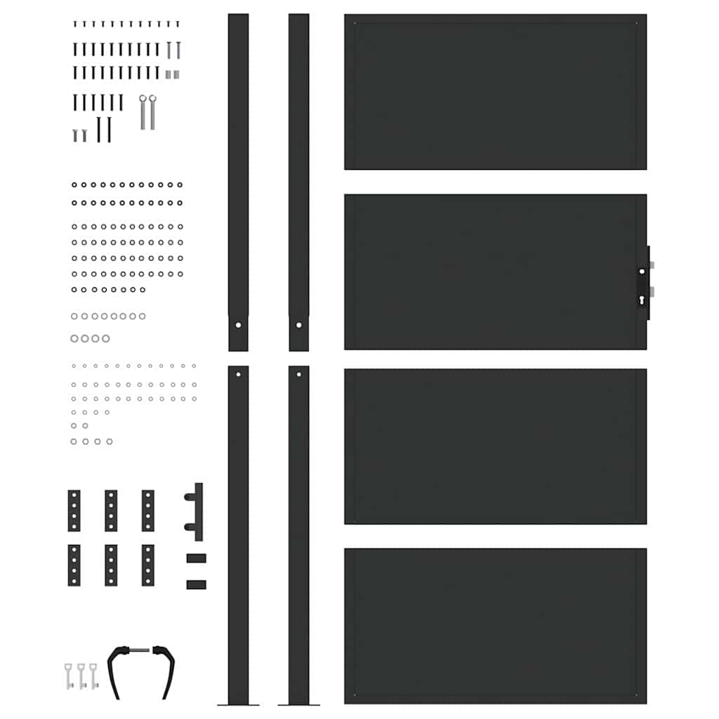 Garden Gate with Lock Black 110 x 180 cm Powder-Coated Steel