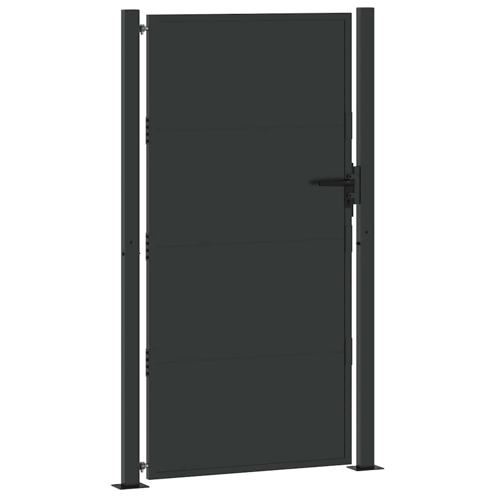 Garden Gate with Lock Black 110 x 180 cm Powder-Coated Steel