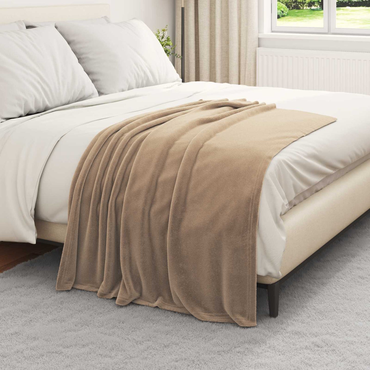 Throw Blanket Camel 130 x 150 cm Fleece