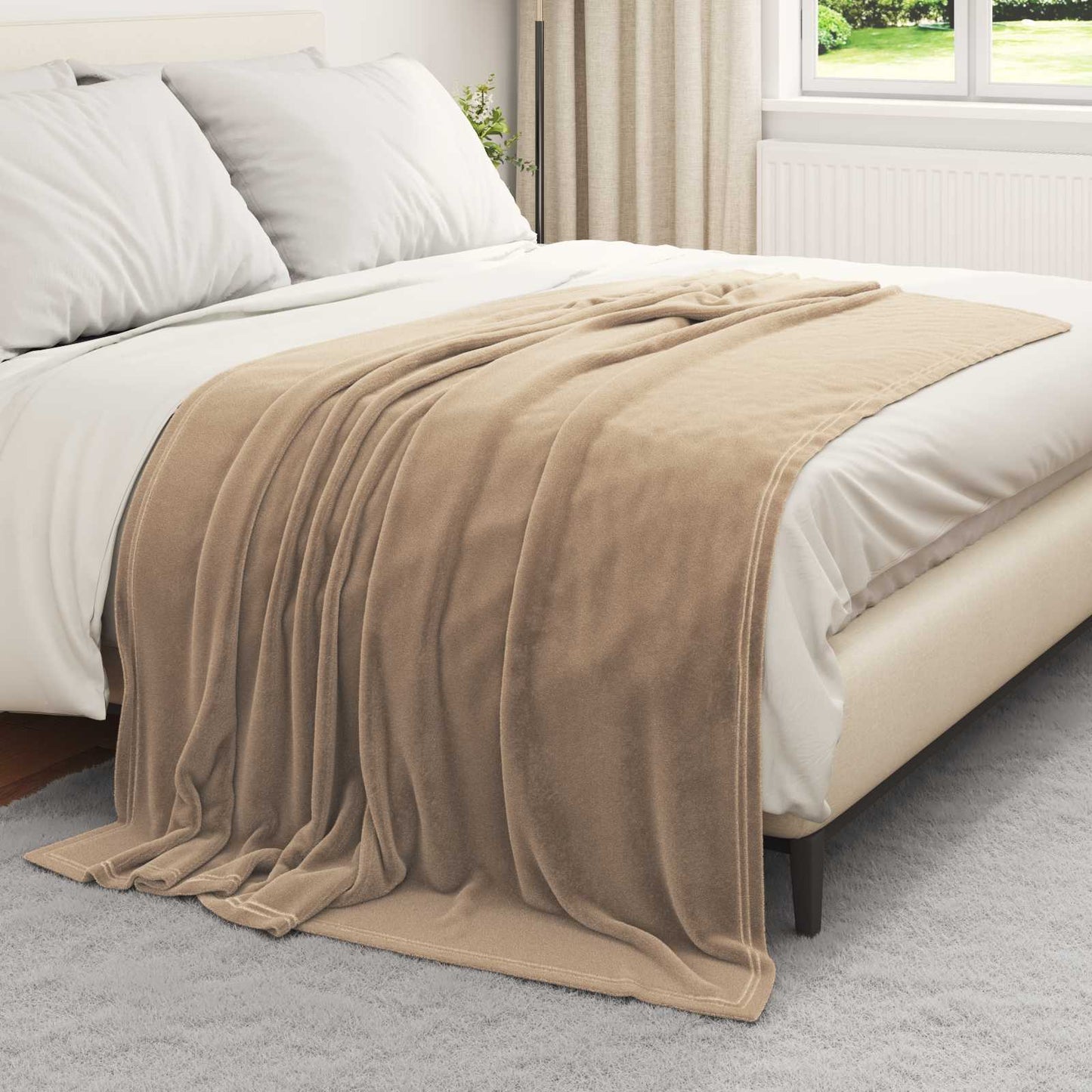 Throw Blanket Camel 150 x 200 cm Fleece