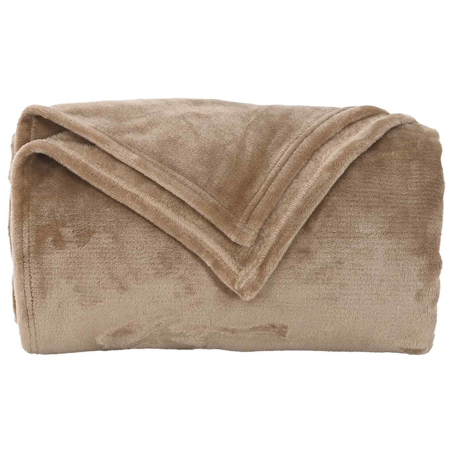 Throw Blanket Camel 220 x 240 cm Fleece